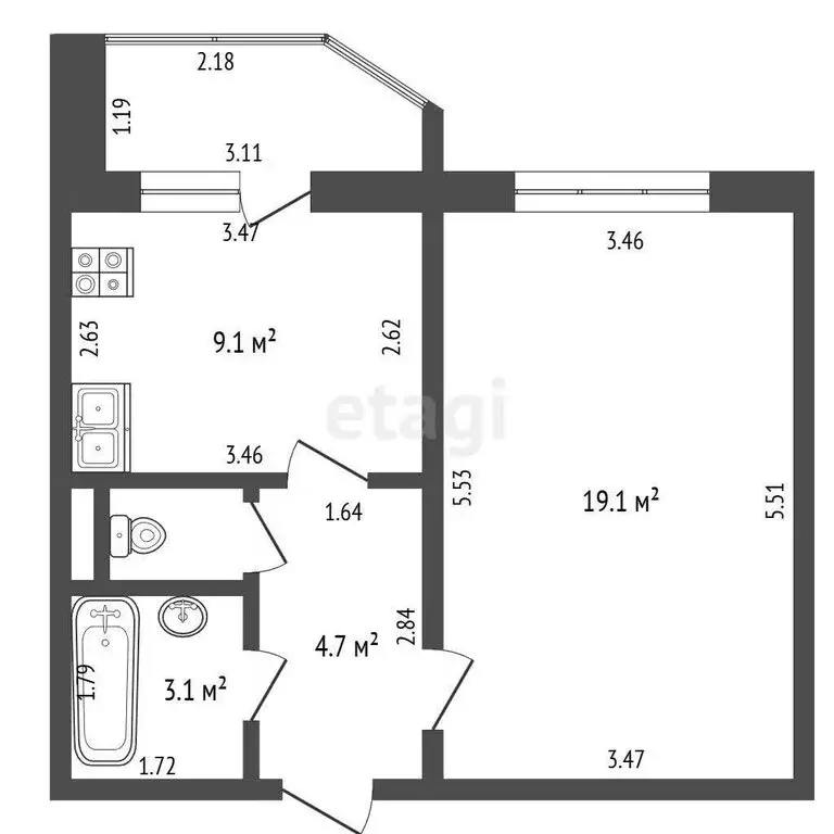 1-комнатная квартира: Орёл, Приборостроительная улица, 59 (37.4 м) - Фото 1