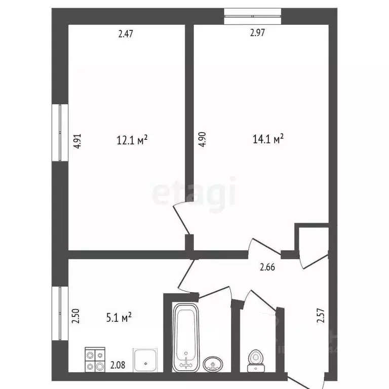 2-к кв. Тюменская область, Тюмень Волгоградская ул., 107 (40.1 м) - Фото 1