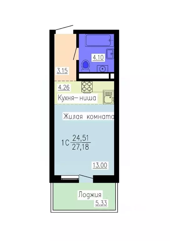 Студия Воронежская область, Воронеж Гвардейский пер., 21 (27.18 м) - Фото 1