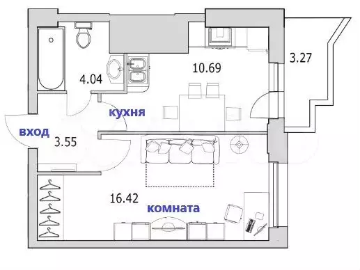 1-к. квартира, 39,3 м, 21/25 эт. - Фото 0