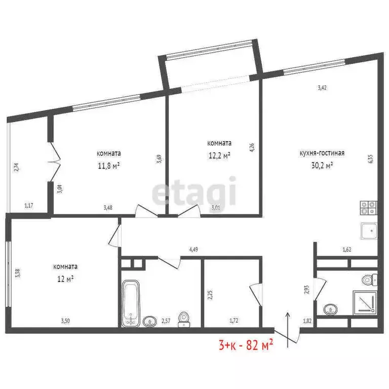 3-комнатная квартира: Екатеринбург, улица Николая Кичигина, 9 (82 м) - Фото 0