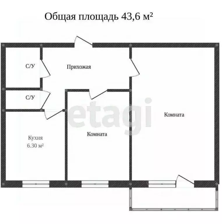 2-к кв. Свердловская область, Екатеринбург ул. Смазчиков, 4 (43.0 м) - Фото 0