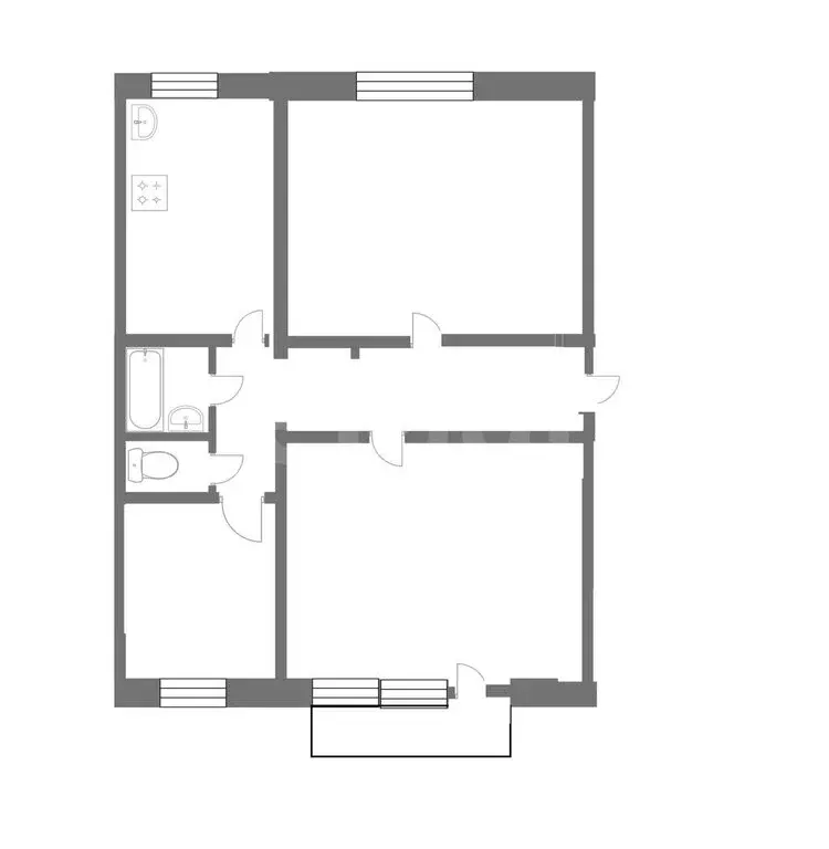 3-комнатная квартира: Сулея, Коммунистическая улица, 54 (62.8 м) - Фото 1