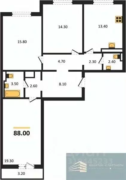 3-к кв. Воронежская область, Воронеж ул. Загоровского, 5/2 (88.0 м) - Фото 0