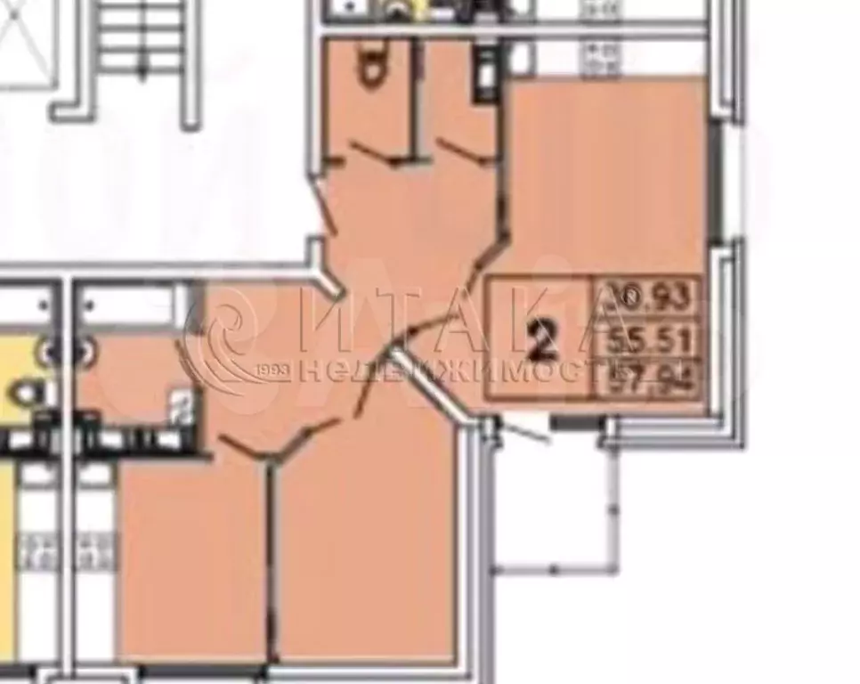 2-к. квартира, 55 м, 1/6 эт. - Фото 0