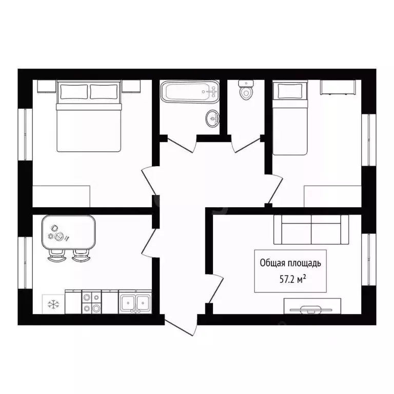 3-к кв. Алтай, Горно-Алтайск ул. Григория Чорос-Гуркина (57.2 м) - Фото 2