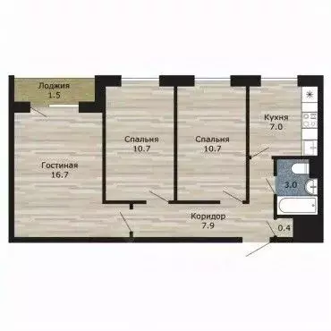 3-к кв. Москва Матвеевская ул., 10К3 (56.0 м) - Фото 2