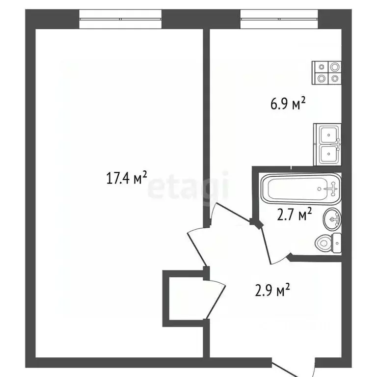 1-к кв. Севастополь ул. Николая Музыки, 45 (30.4 м) - Фото 2