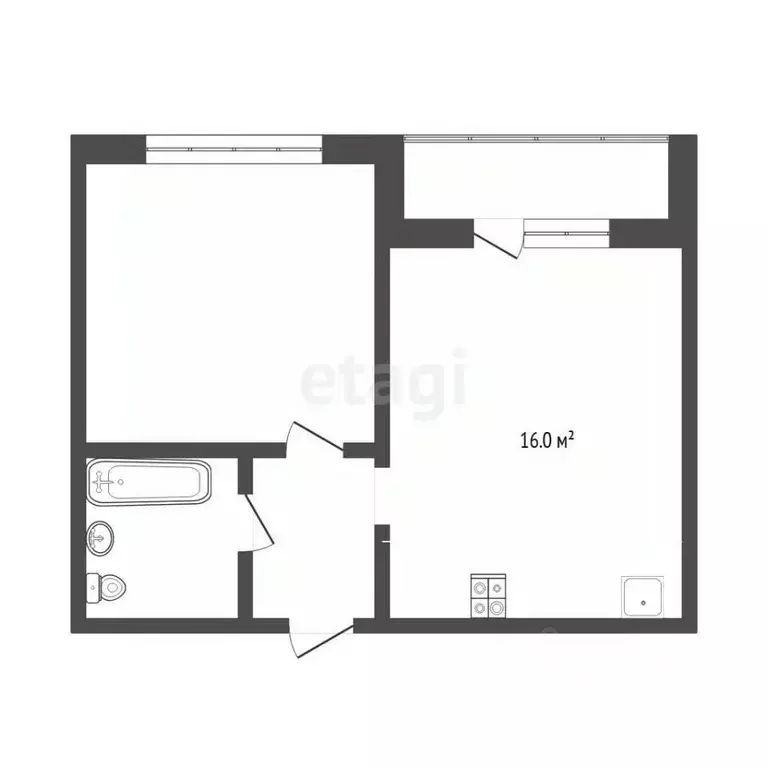 1-к кв. Тюменская область, Тюмень ул. Ю.-Р.Г. Эрвье, 32к1 (44.0 м) - Фото 2