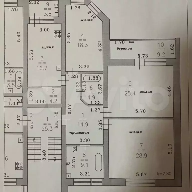 3-к. квартира, 135 м, 6/9 эт. - Фото 0