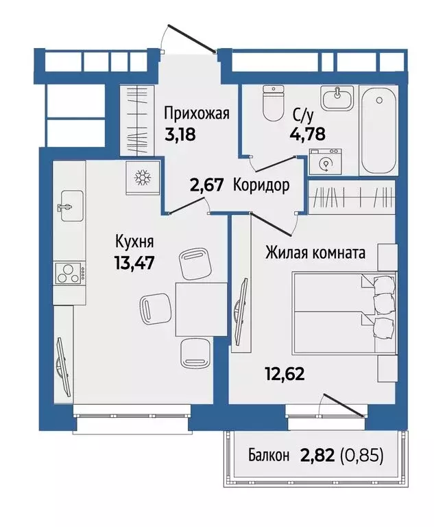 1-комнатная квартира: Екатеринбург, улица Калинина, 55 (36.5 м) - Фото 0