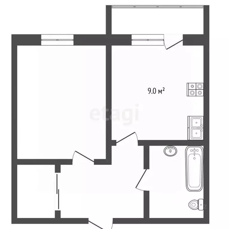 1-к кв. Забайкальский край, Чита ул. Шилова, 24 (34.8 м) - Фото 2