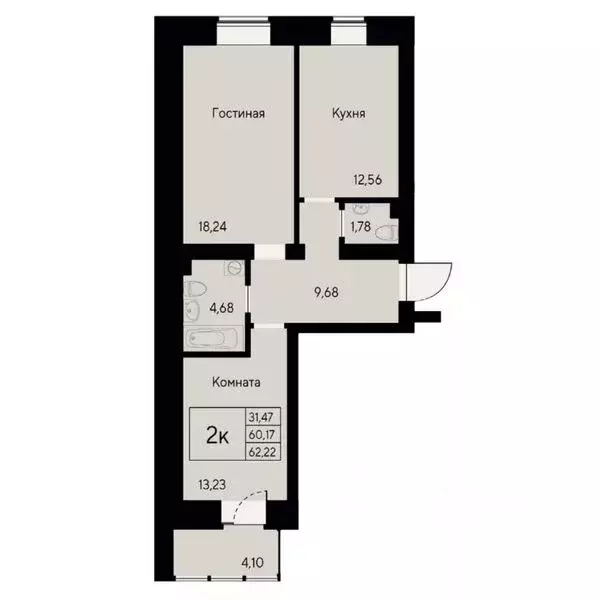 2-к кв. Красноярский край, Красноярск ул. Елены Стасовой, 80 (60.0 м) - Фото 1