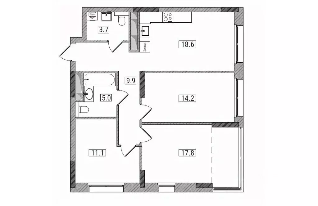 3-к кв. Кировская область, Киров Мелькомбинатовский проезд, 3 (81.8 м) - Фото 2