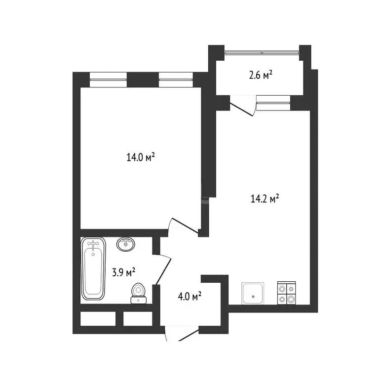 1-комнатная квартира: Тюмень, улица Евгения Войнова, 8 (37 м) - Фото 0