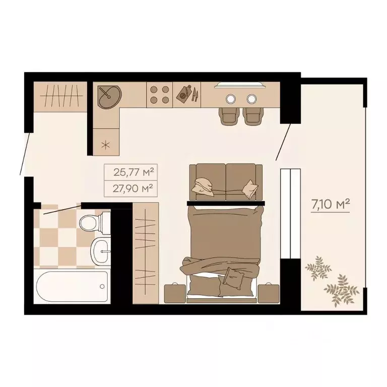 1-к кв. Приморский край, Владивосток ул. Грязелечебница (27.9 м) - Фото 0