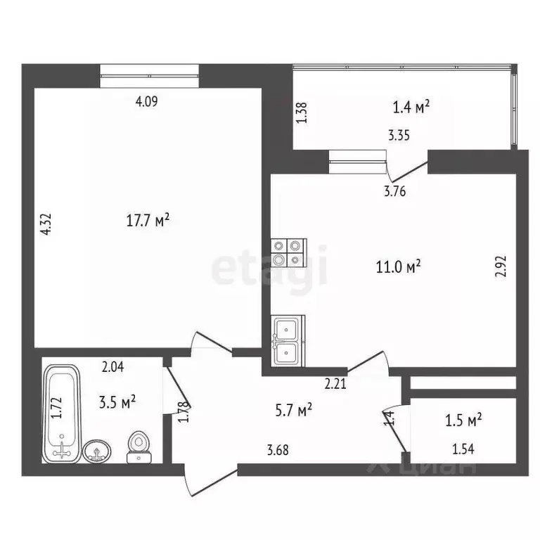 1-к кв. Забайкальский край, Чита ул. Генерала Белика, 5 (39.4 м) - Фото 2