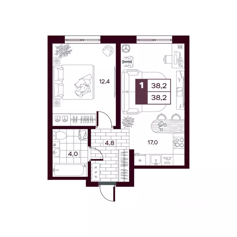 1-к кв. Тюменская область, Тюменский муниципальный округ, д. Дударева ... - Фото 1