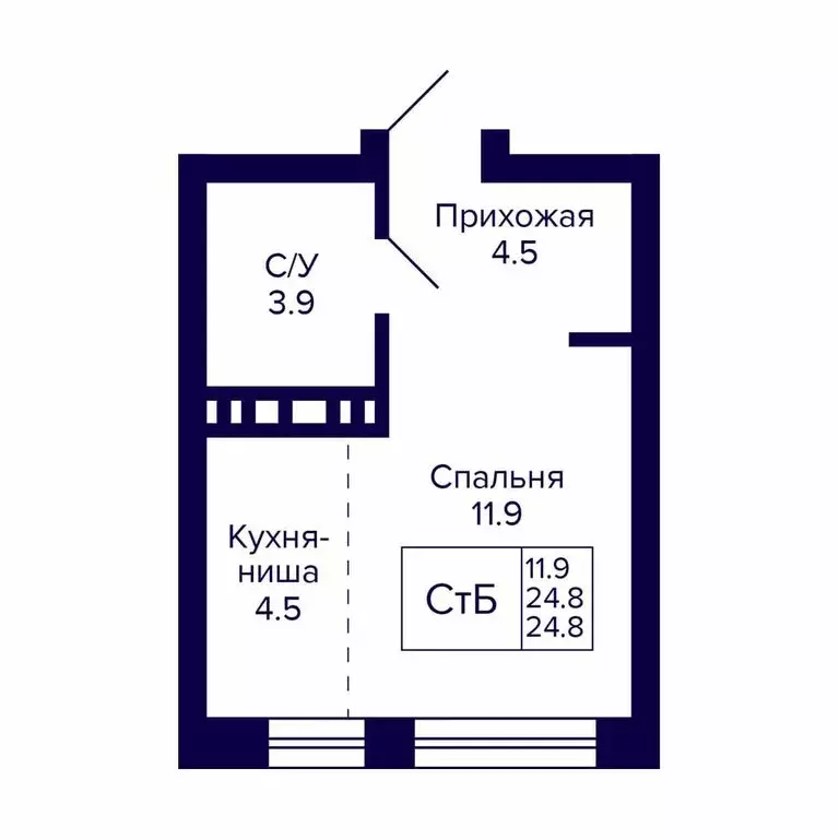 Квартира-студия: Новосибирск, жилой комплекс Сподвижники (24.8 м) - Фото 0