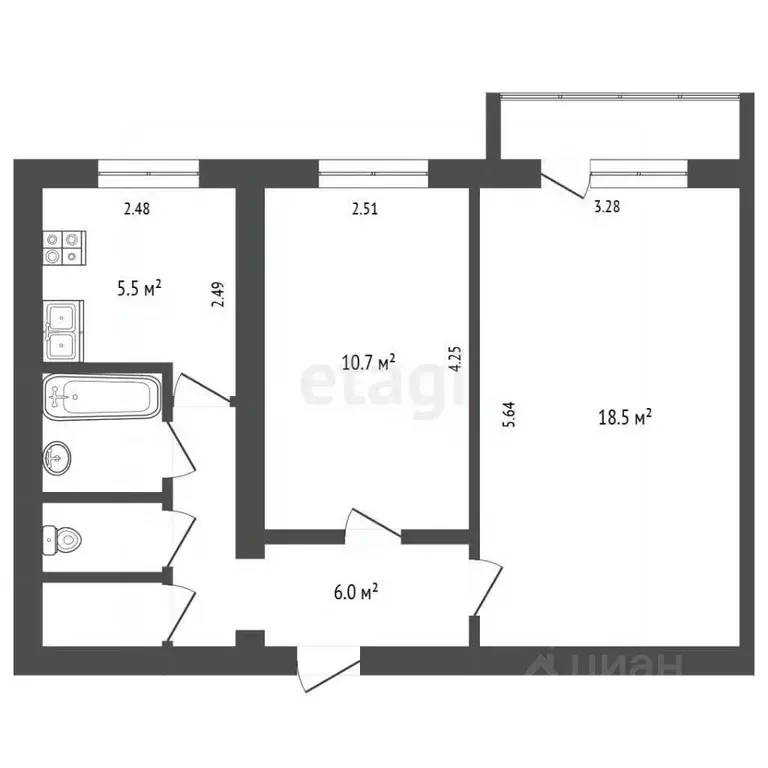 2-к кв. Камчатский край, Елизовский муниципальный округ, с. Сосновка ... - Фото 1