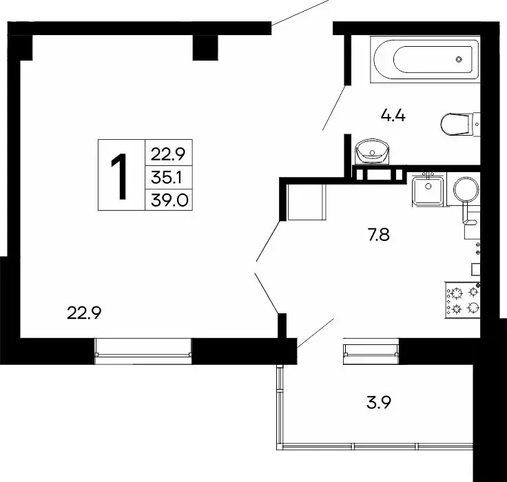 1-комнатная квартира: Феодосия, ш. Симферопольское (39 м) - Фото 0