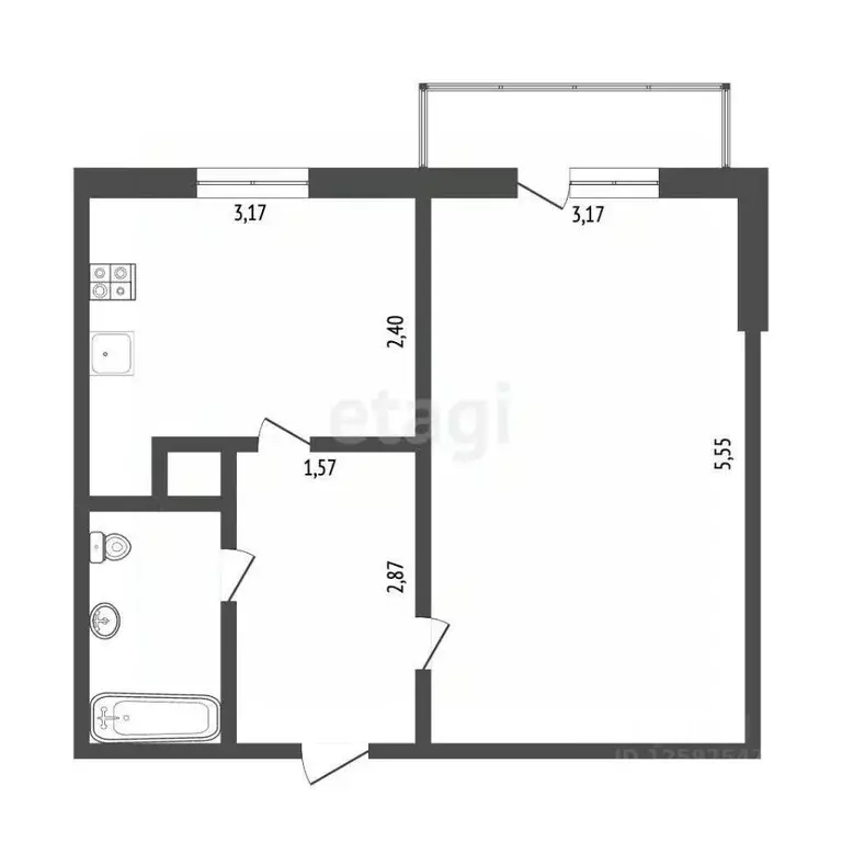 1-к кв. Крым, Симферополь ул. Куйбышева (32.0 м) - Фото 1