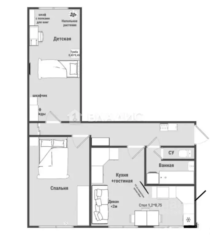 2-к кв. Санкт-Петербург ул. Демьяна Бедного, 26к3 (59.2 м) - Фото 1