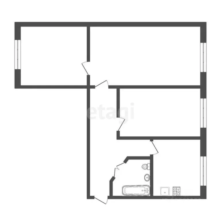 3-к кв. Кемеровская область, Прокопьевск ул. Гайдара, 6 (57.0 м) - Фото 2
