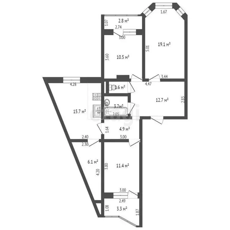 3-комнатная квартира: Московский, 3-й микрорайон, 4 (85 м) - Фото 0