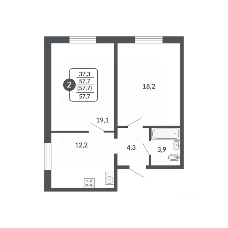 2-к кв. Кировская область, Киров  (57.7 м) - Фото 0