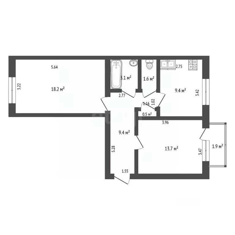 2-к кв. Самарская область, Самара ул. Ивана Булкина, 86 (55.9 м) - Фото 1