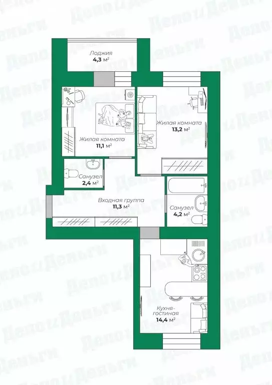 3-комнатная квартира: Киров, улица Капитана Дорофеева, 24 (60.9 м) - Фото 1