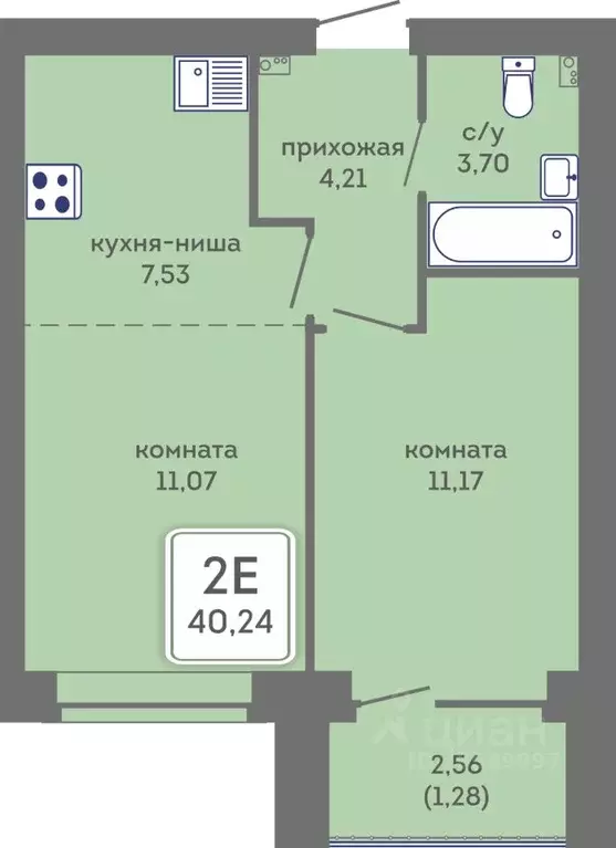 2-к кв. Пермский край, Пермь Кировоградская ул., 28 (40.24 м) - Фото 1