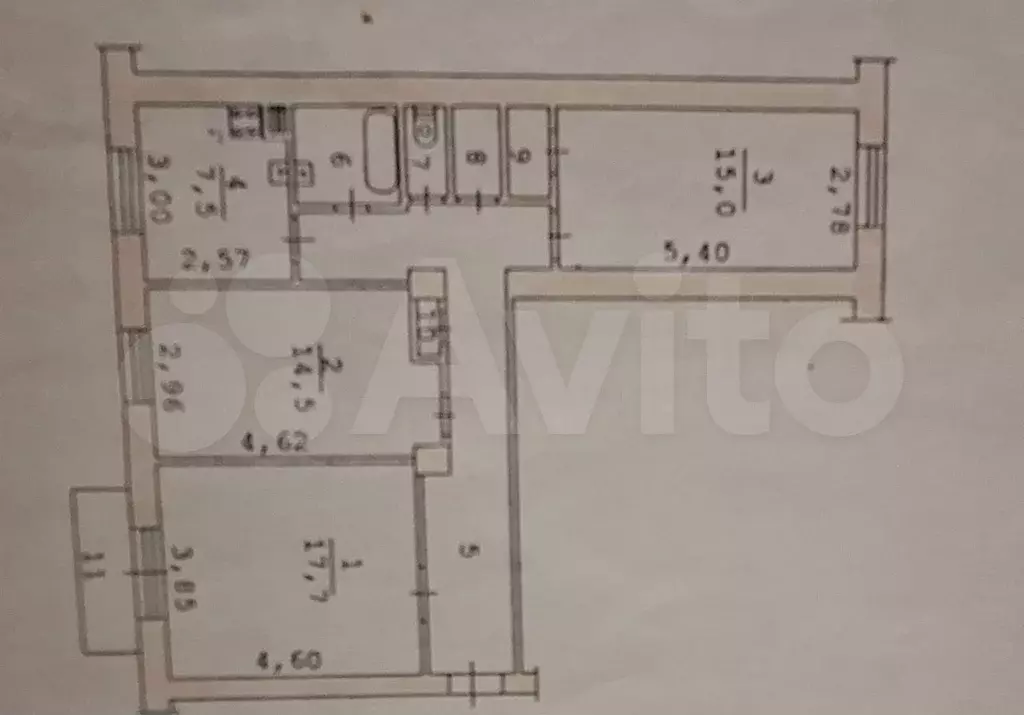3-к. квартира, 78,3 м, 3/4 эт. - Фото 1