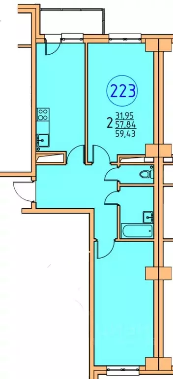 2-к кв. Саха (Якутия), Якутск ул. Билибина, 20/1 (60.1 м) - Фото 0