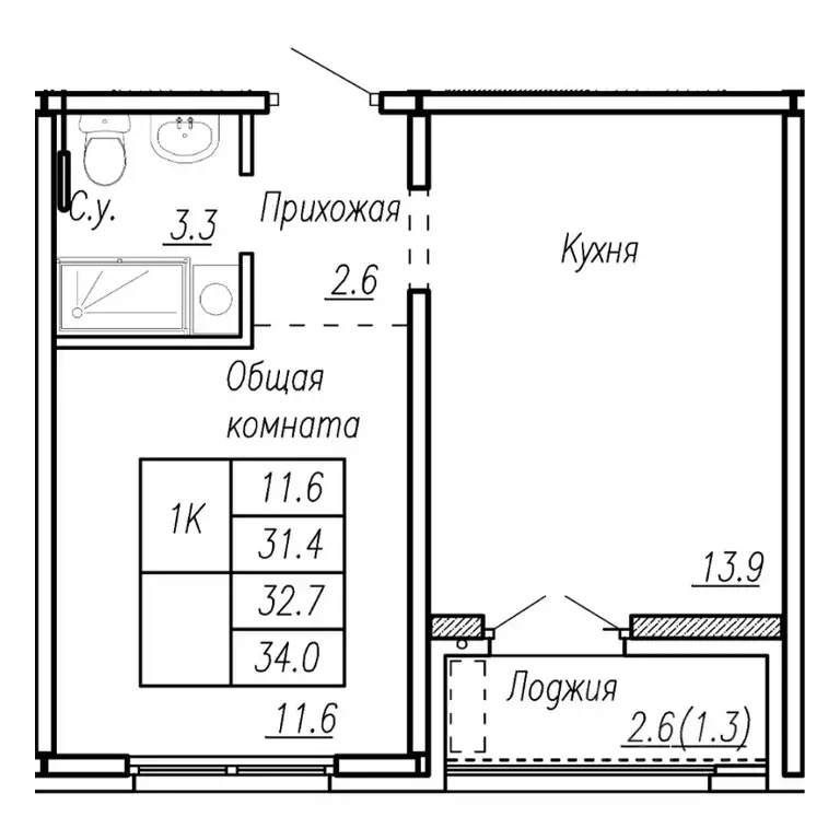 1-к кв. Алтайский край, Барнаул ул. Антона Петрова, 210Б (32.7 м) - Фото 1