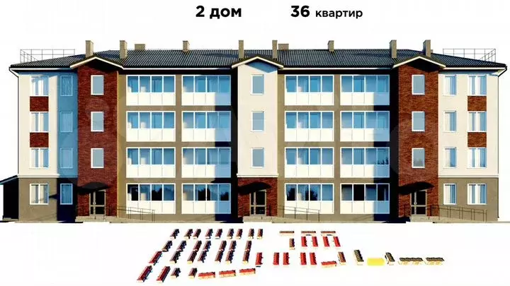 2-к. квартира, 41,3 м, 2/4 эт. - Фото 0