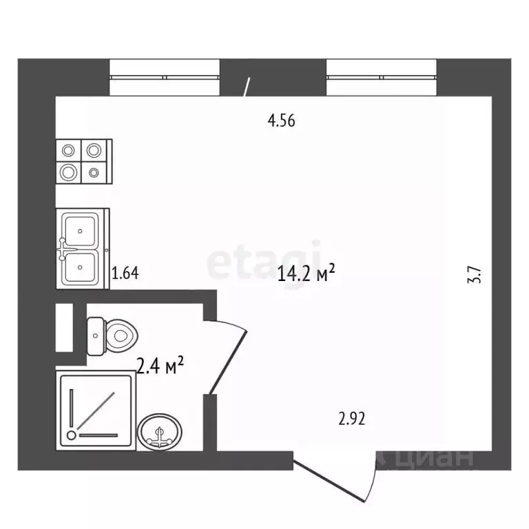 Студия Москва ш. Фрезер, 17АС3 (16.6 м) - Фото 2
