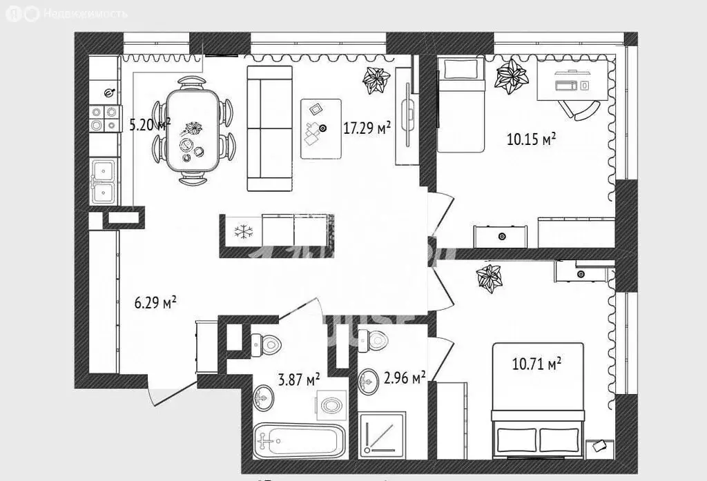 2-комнатная квартира: Тюмень, улица 50 лет Октября, 63Г (57 м) - Фото 2