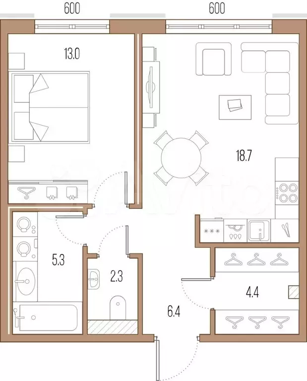 1-к. квартира, 50,1 м, 2/9 эт. - Фото 1