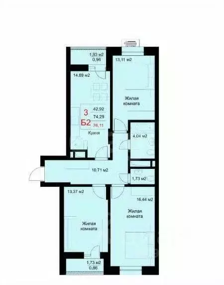 3-к кв. Татарстан, Казань ул. Рауиса Гареева, 78Б (72.4 м) - Фото 0