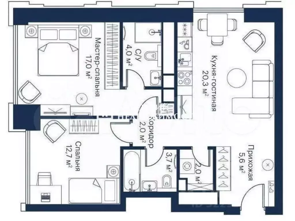 2-к кв. Москва Волоколамское ш., 95/2к1 (67.4 м) - Фото 2
