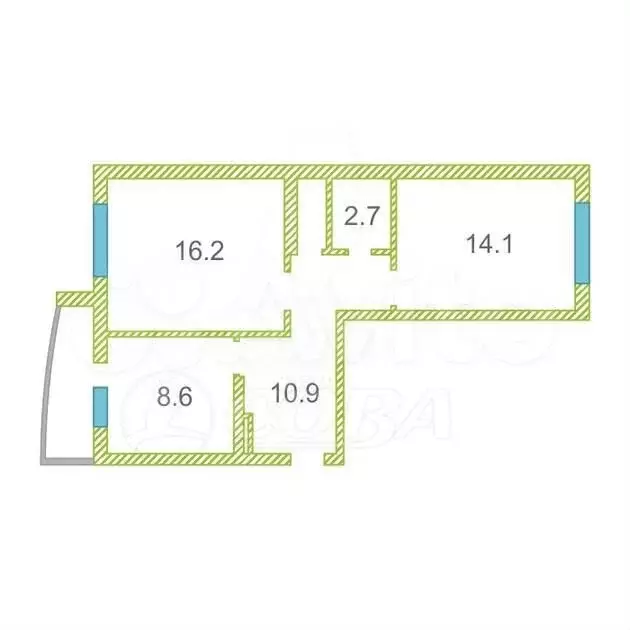 2-к. квартира, 55 м, 8/10 эт. - Фото 0