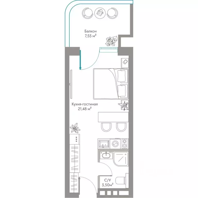 Студия Крым, Саки ул. Морская (32.53 м) - Фото 1