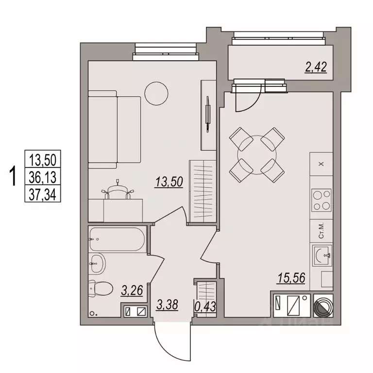 1-к кв. Волгоградская область, Волгоград ул. Дымченко, 9 (37.34 м) - Фото 1