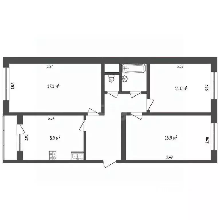 3-к кв. Псковская область, Печоры Индустриальная ул., 1 (69.3 м) - Фото 2