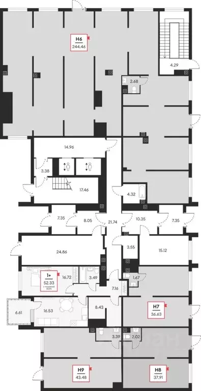 1-к кв. Ханты-Мансийский АО, Нефтеюганск ул. Нефтяников, 48А (52.33 м) - Фото 2
