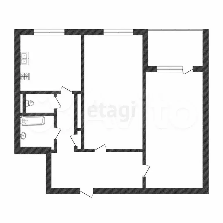 2-к. квартира, 41,9 м, 8/9 эт. - Фото 0