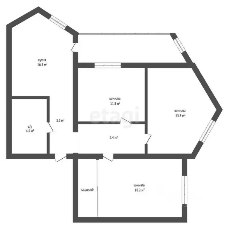 3-к кв. Амурская область, Благовещенск ул. Шевченко, 44 (78.0 м) - Фото 1