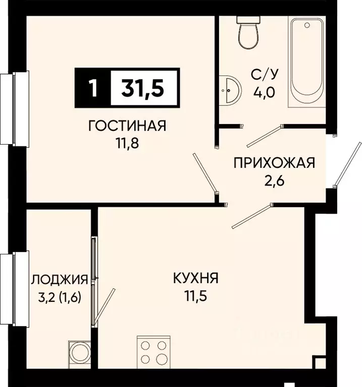 1-к кв. Ставропольский край, Кисловодск городской округ, пос. ... - Фото 0